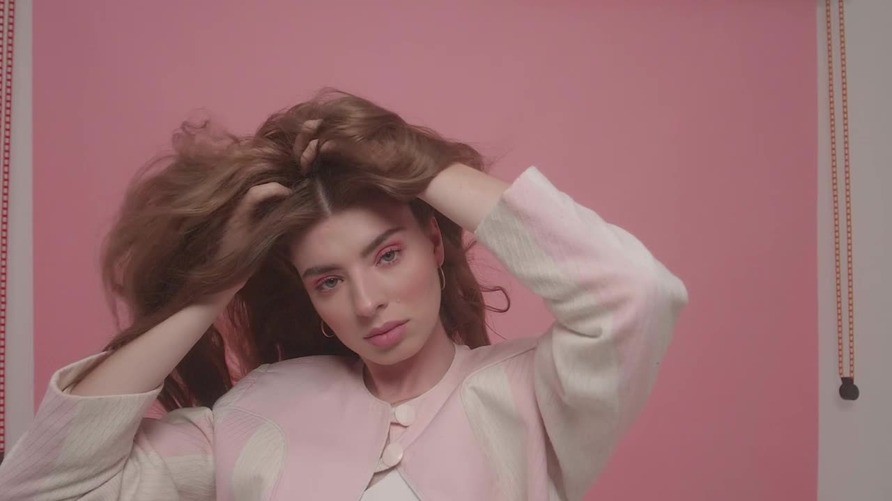 Video Stock Portrait Of A Young Model With Wind In Her Hair Live Wallpaper Free