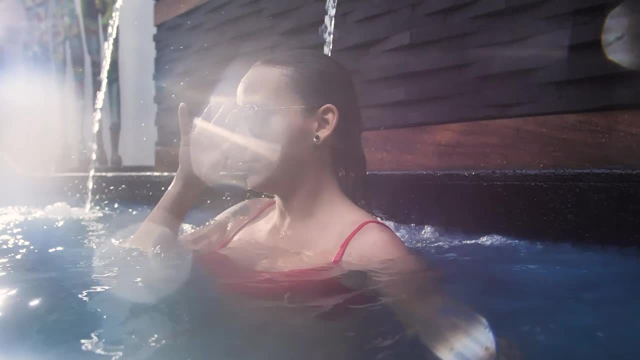 Video Stock Portrait Of A Young Woman In Swimming Pool Live Wallpaper Free
