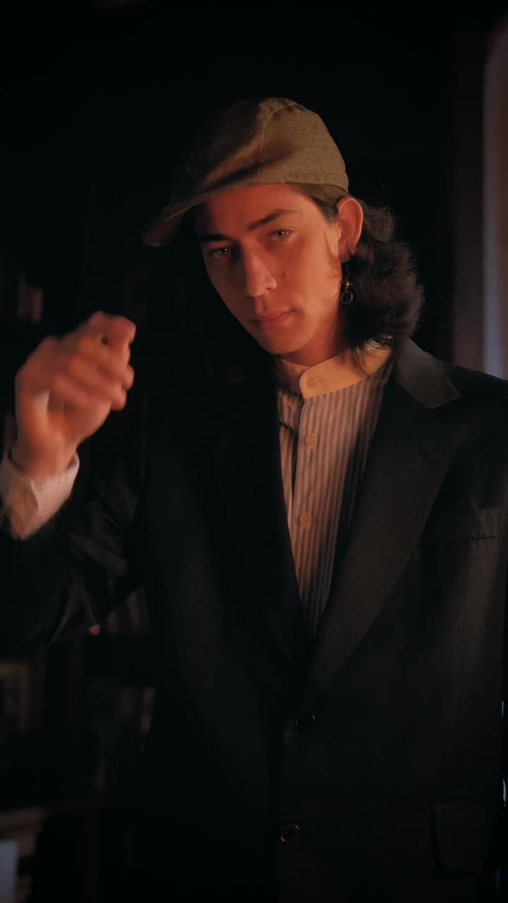 Video Stock Portrait Of An Elegant Old Fashioned Man Live Wallpaper Free