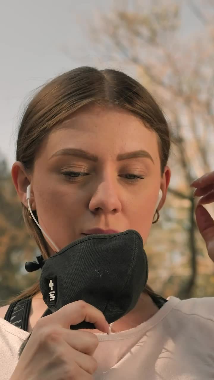 Video Stock Portrait Of Fitness Woman Wearing Face Mask Live Wallpaper Free