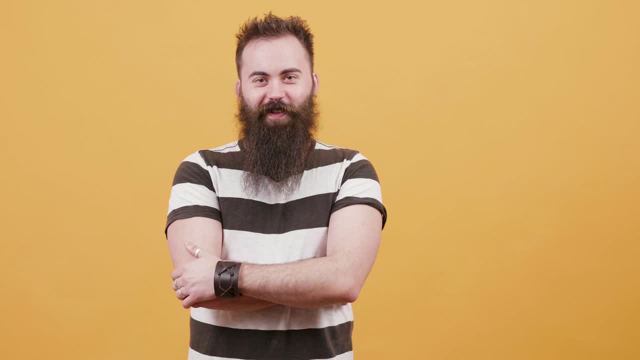 Video Stock Portrait Of Long Beard Man Smiling Live Wallpaper Free