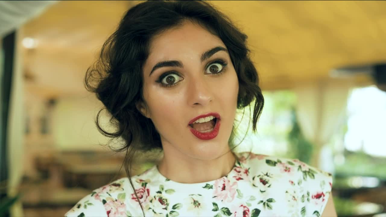 Video Stock Portrait Of Surprised Black Haired Woman Live Wallpaper Free