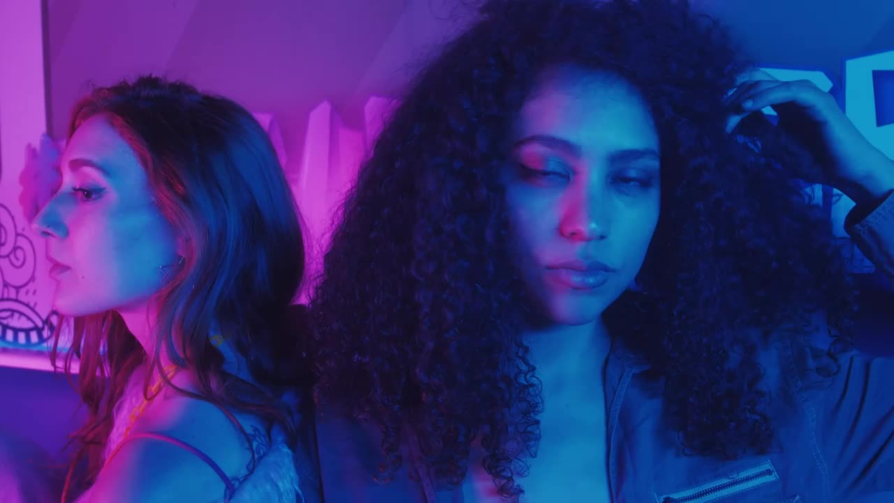 Video Stock Portrait Of Two Fashion Girls In A Nightclub Live Wallpaper Free