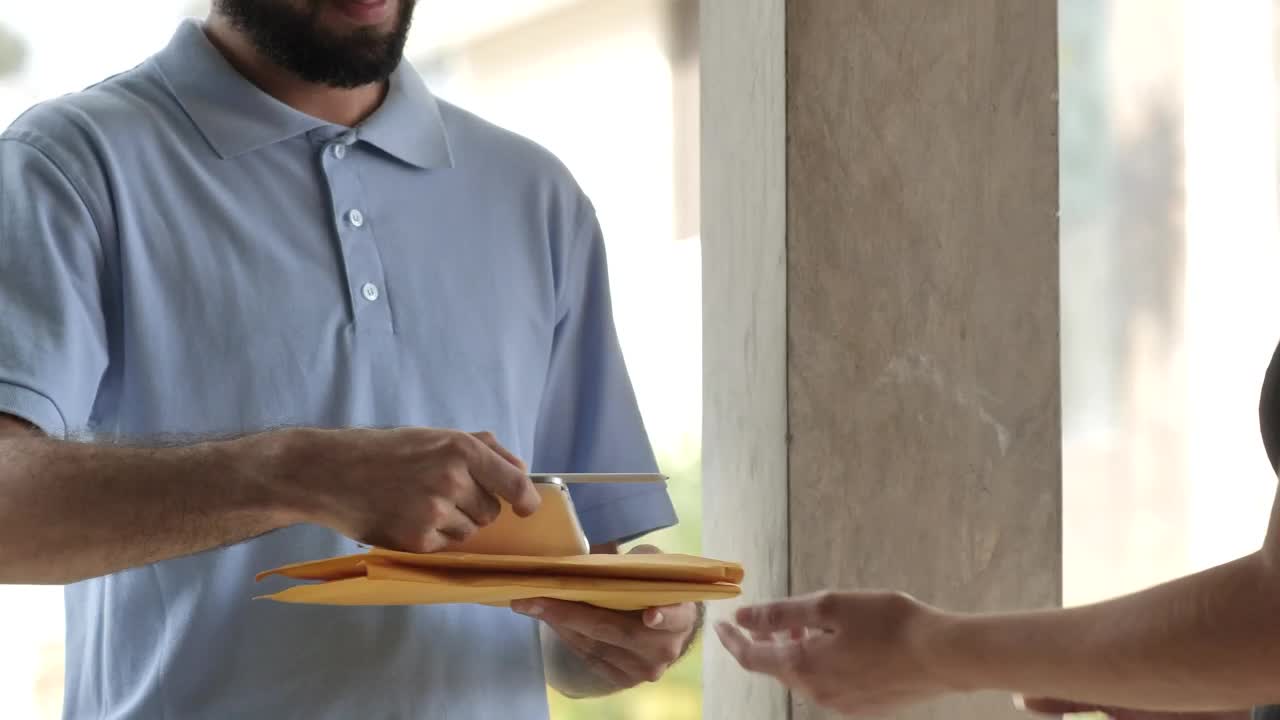 Video Stock Postman Delivering Envelopes To A Person At Home Live Wallpaper Free