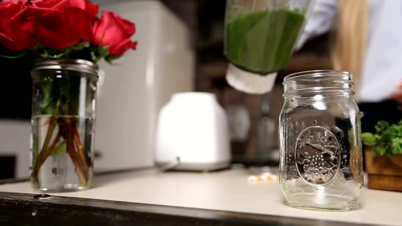 Video Stock Pouring A Vegetable Smoothie Into A Jar Live Wallpaper Free