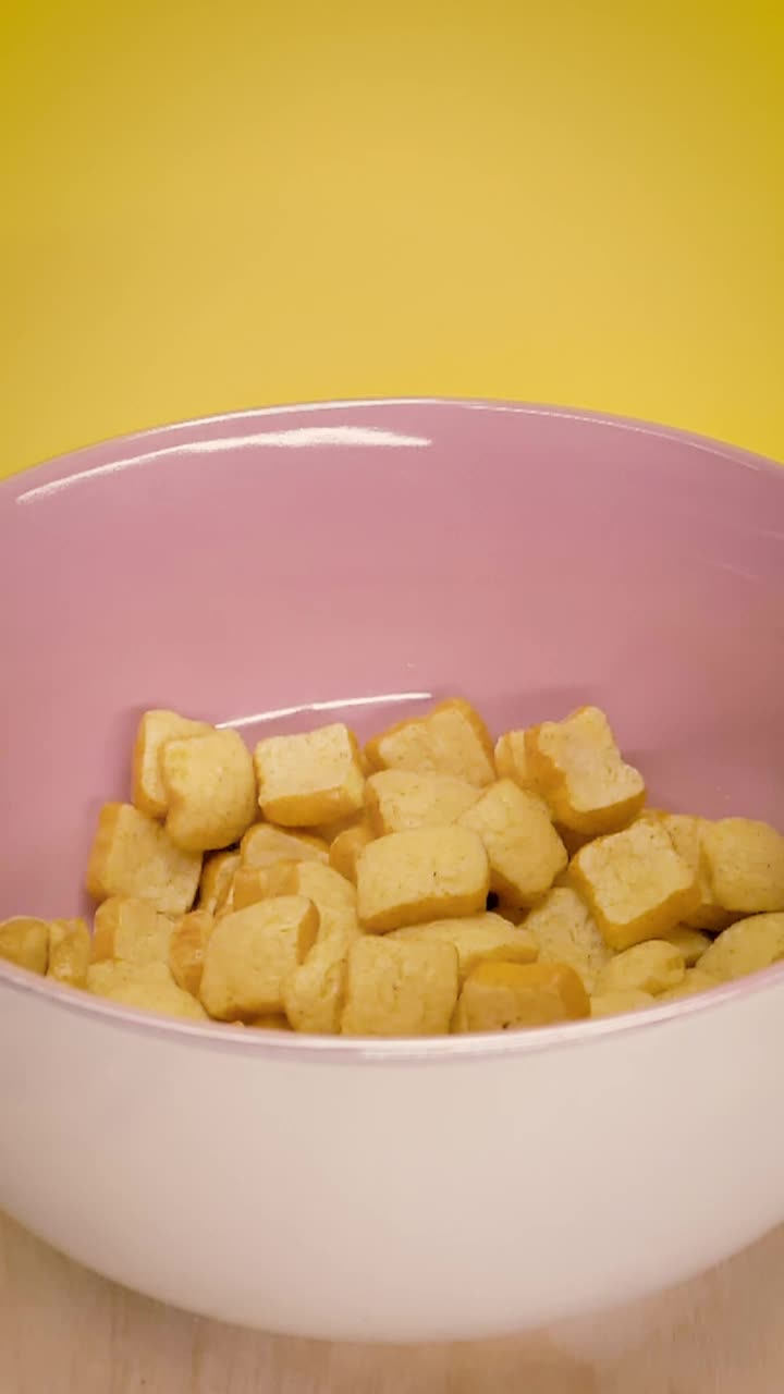 Video Stock Pouring Milk Into A Pink Bowl With Cereal Live Wallpaper Free