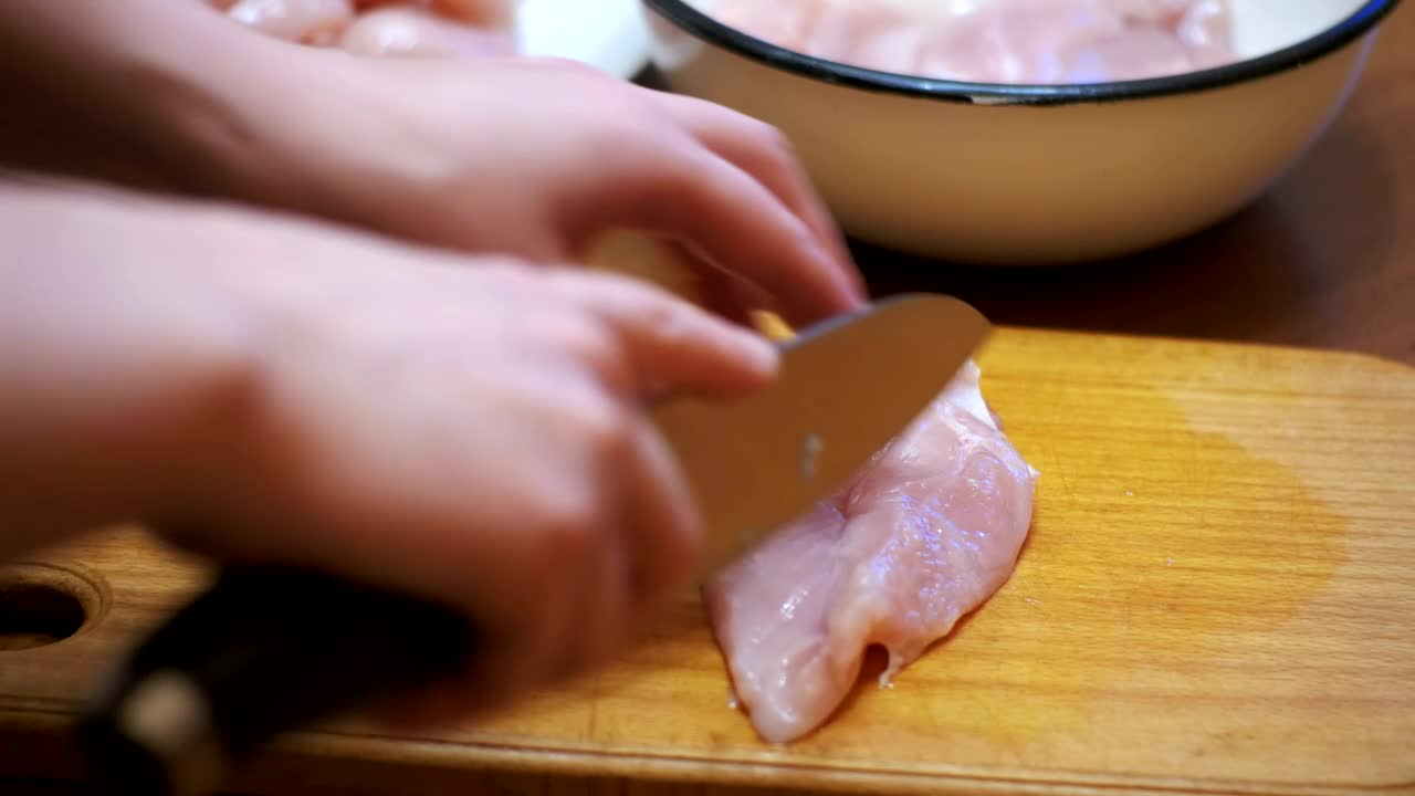 Video Stock Preparing Chicken Meat In Fillets Live Wallpaper Free