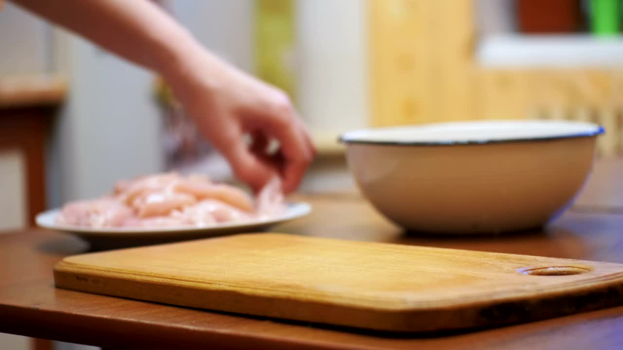 Video Stock Preparing Raw Chicken Meat With A Hammer Live Wallpaper Free