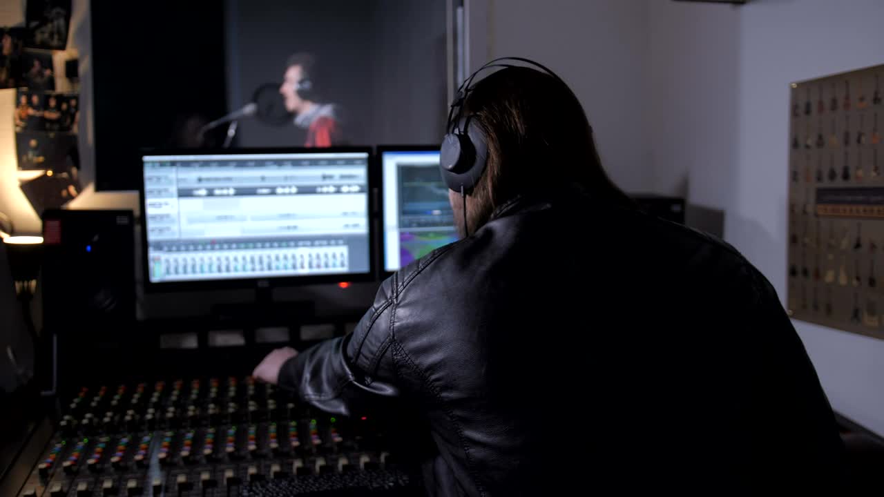 Video Stock Producer Working With A Mixer Console Live Wallpaper Free