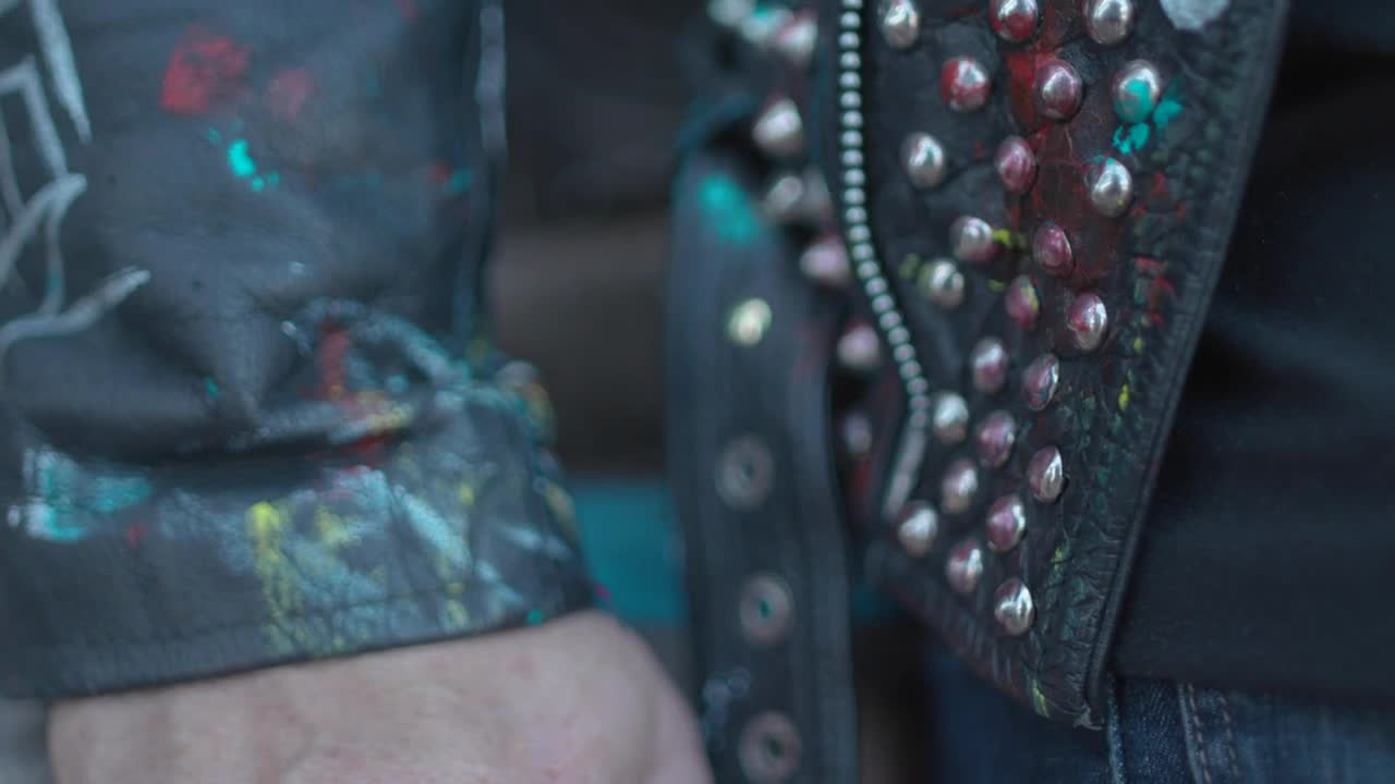 Video Stock Punk Man Wearing A Jacket Stained With Paint Live Wallpaper Free
