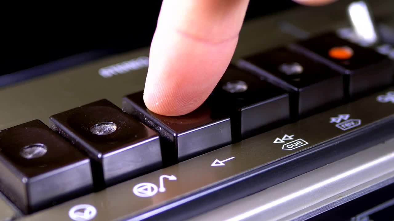 Video Stock Pushing The Play Button On A Vintage Tape Recorder Live Wallpaper Free