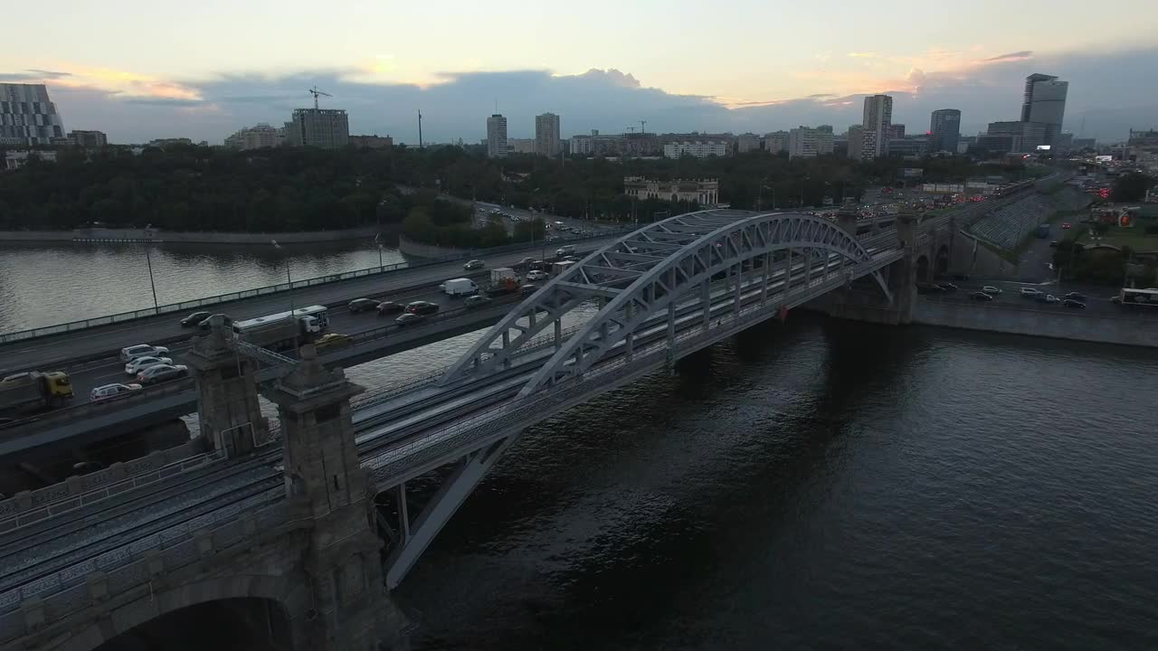 Video Stock Railway Bridge And A Highway Over A Calm River Live Wallpaper Free