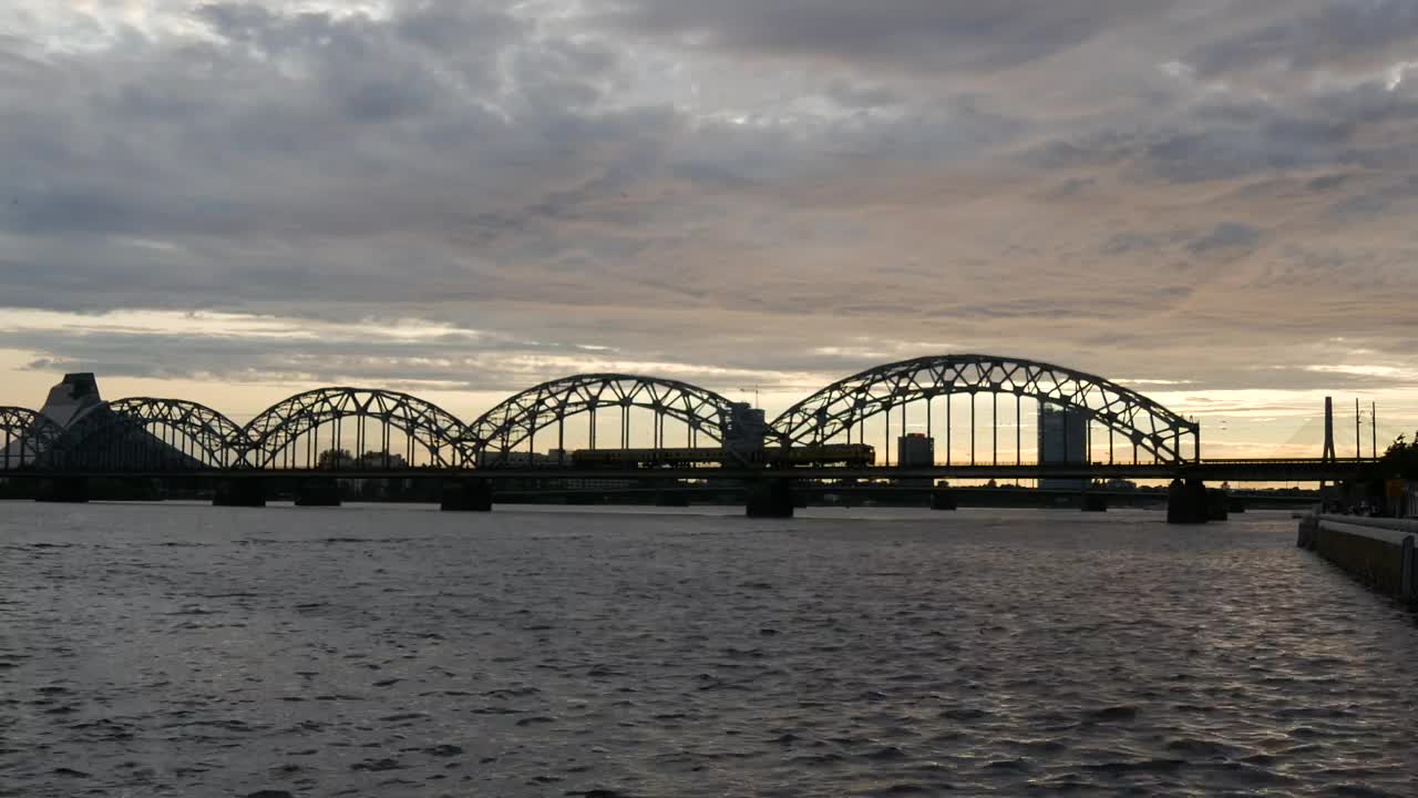 Video Stock Railway Bridge Silhouette During Sunset Live Wallpaper Free