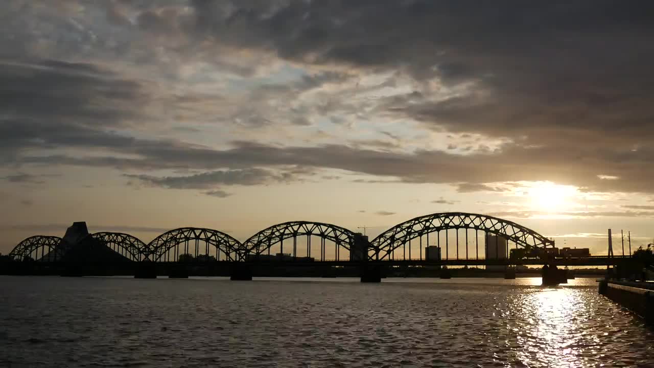 Video Stock Railway Bridge Silhouette In The Sunset Live Wallpaper Free