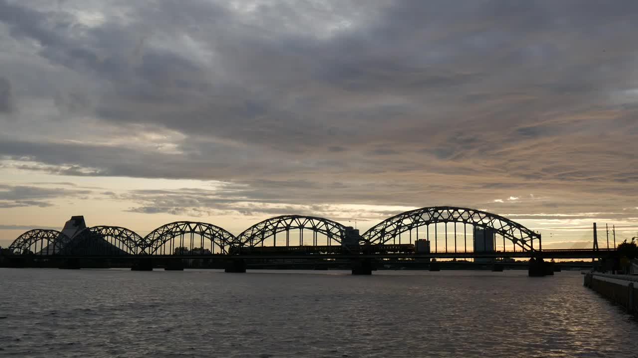 Video Stock Railway Bridge Silhouette On A Cloudy Day Live Wallpaper Free
