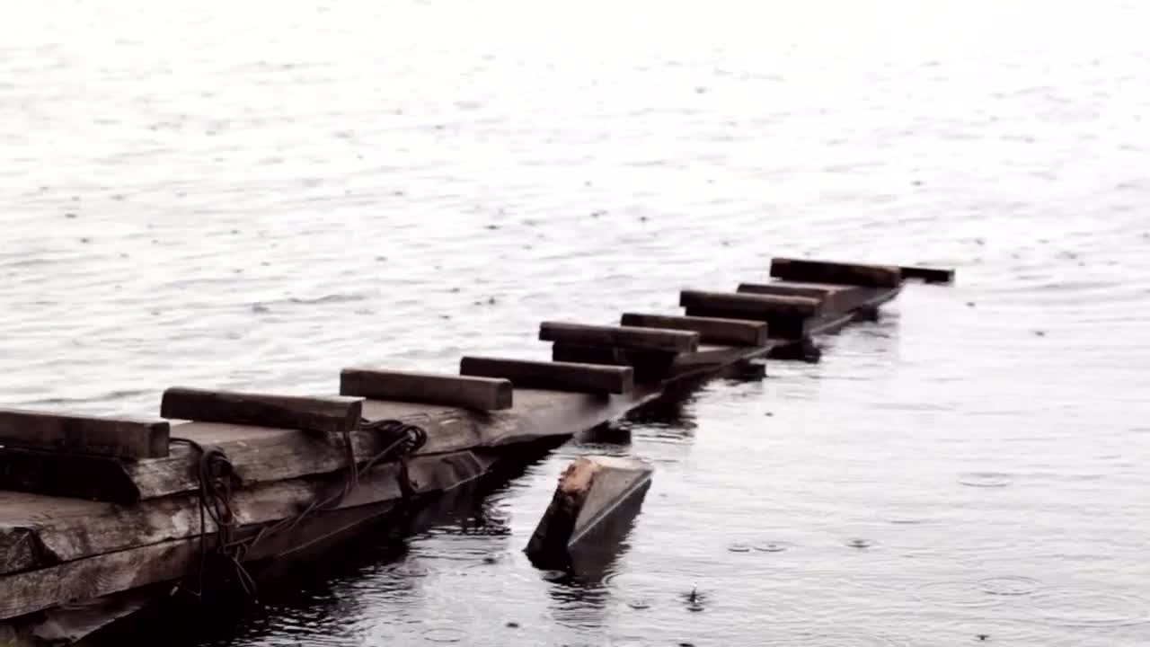 Video Stock Rain Falling On An Old Pier Live Wallpaper Free