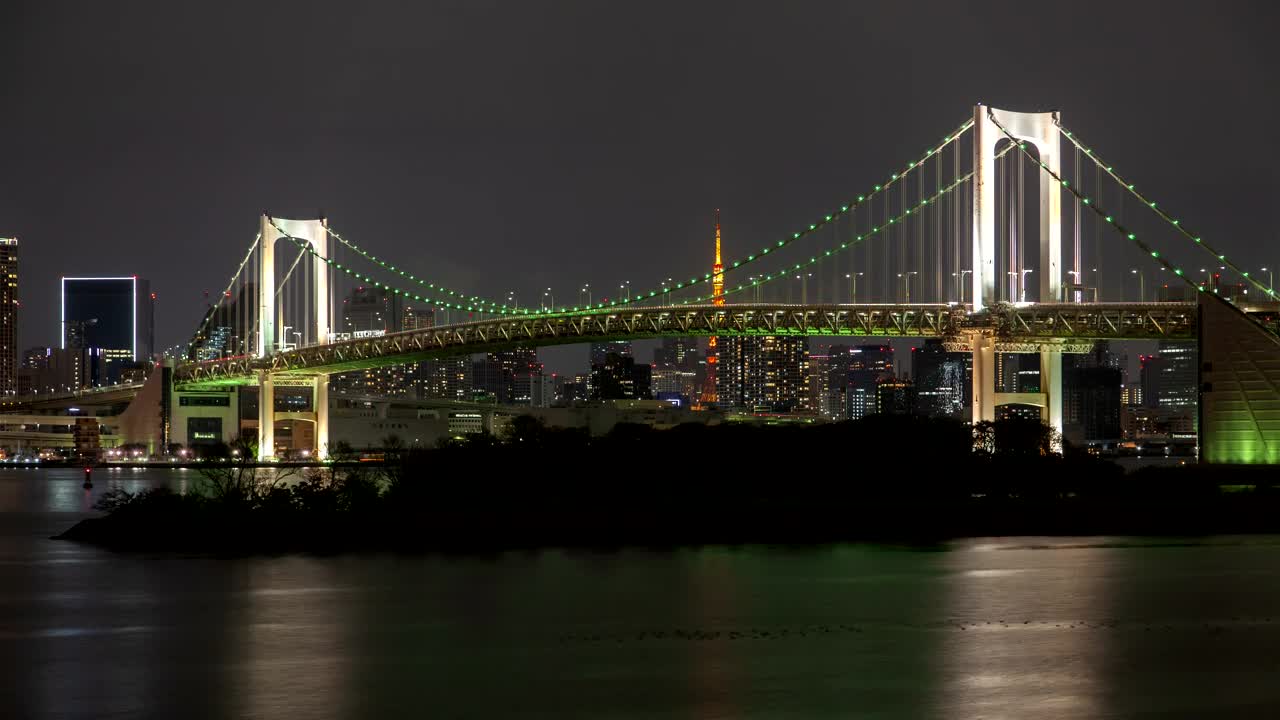 Video Stock Rainbow Bridge In Tokyo At Night Time Lapse Live Wallpaper Free