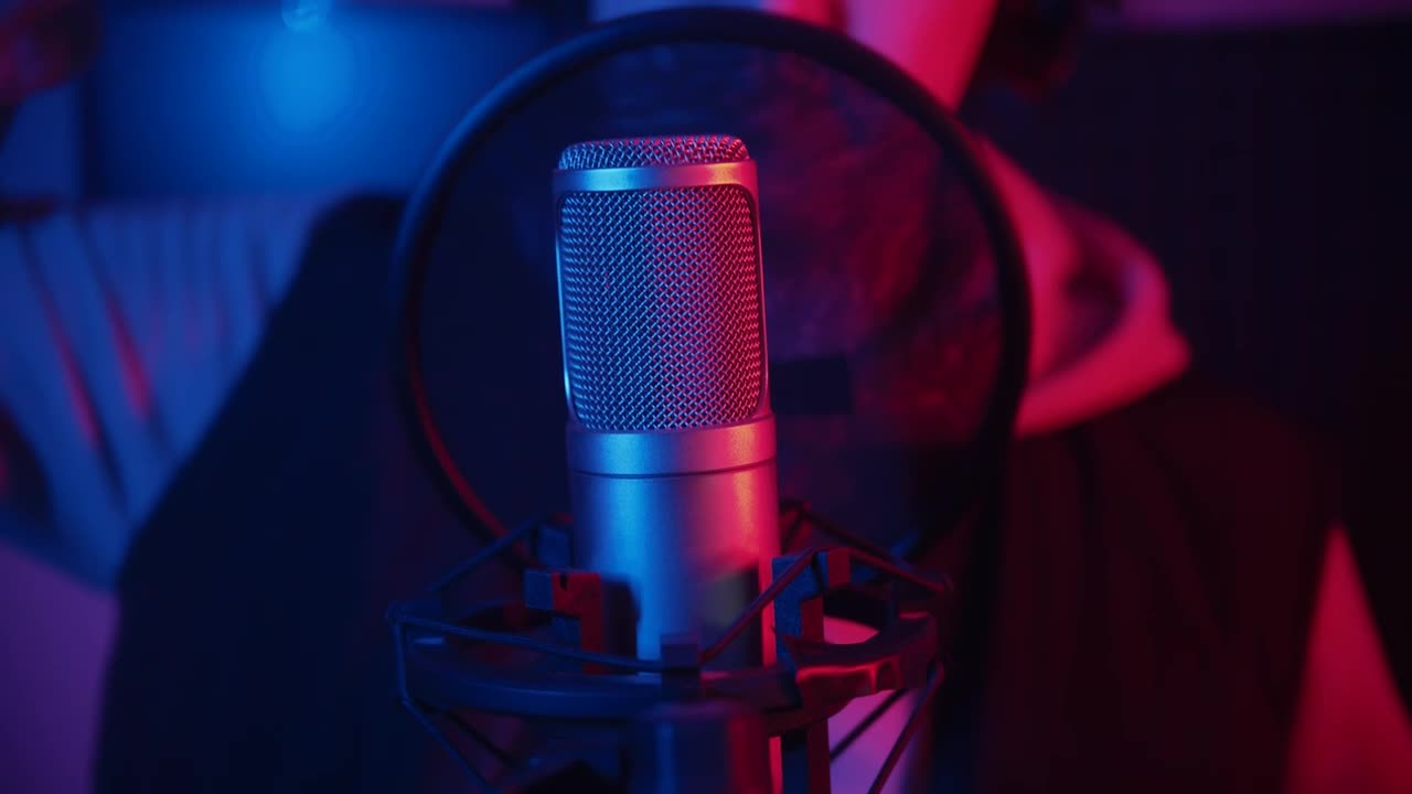 Video Stock Rapper Recording A Track In A Music Studio Live Wallpaper Free