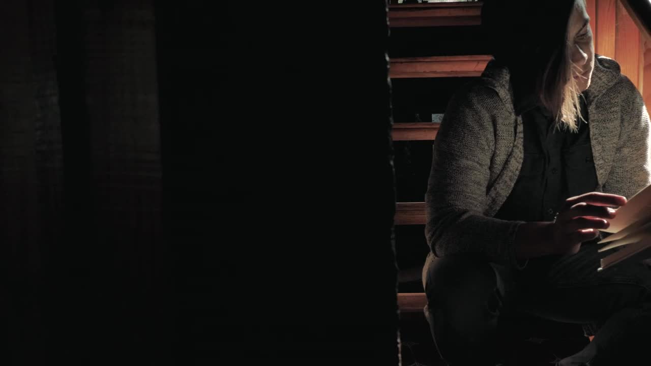 Video Stock Reading A Book On The Stairs Live Wallpaper Free