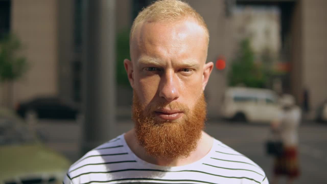 Video Stock Red Bearded Man Smiling Outdoors Live Wallpaper Free