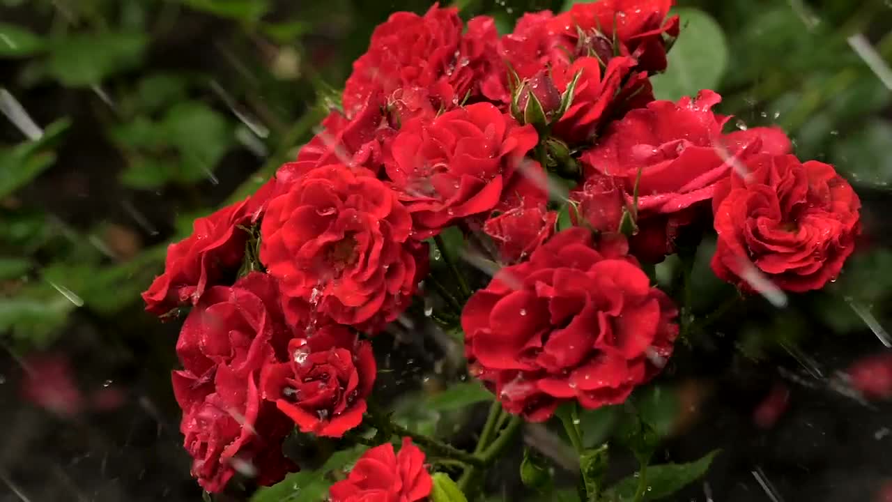 Video Stock Red Flowers Wet From The Rain Live Wallpaper Free