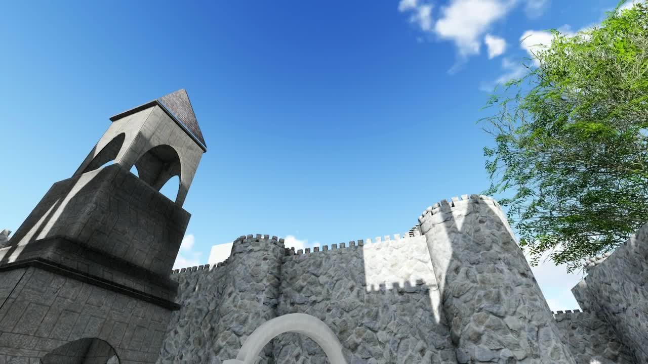 Free Stock Video Render Of A Medieval Castle At Daytime Live Wallpaper