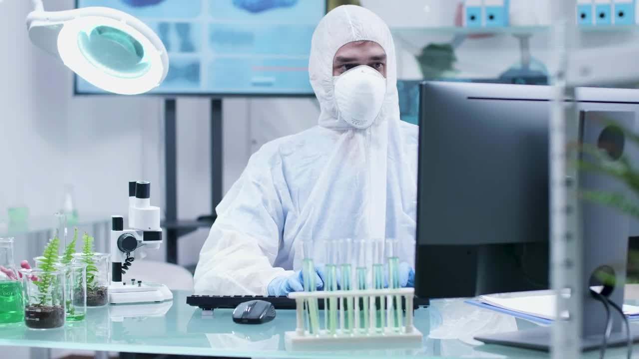 Free Stock Video Researcher In Full Protective Clothing Live Wallpaper