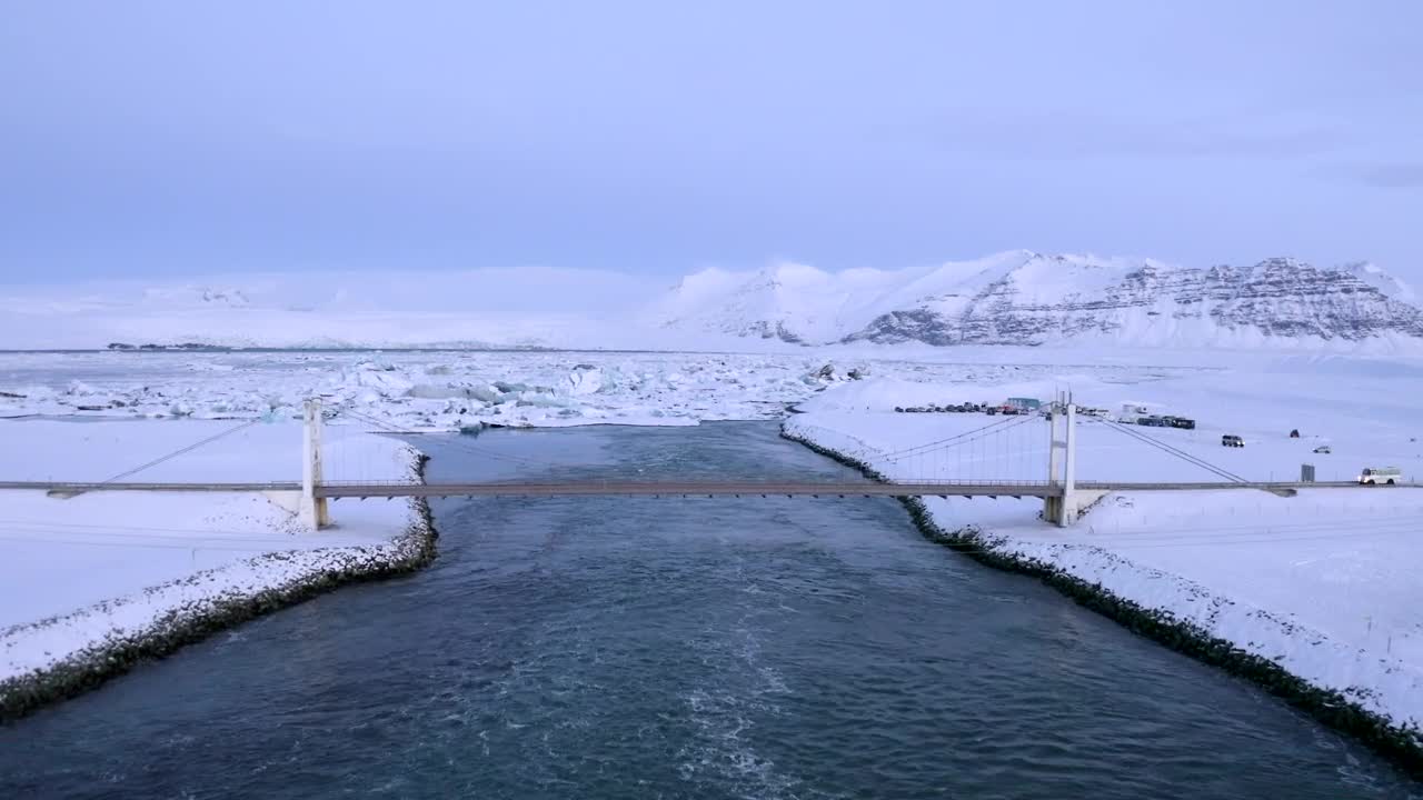 Free Stock Video River With A Bridge In A Snowy Area Live Wallpaper