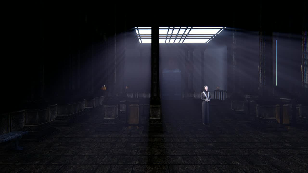 Free Stock Video Robed Woman In The Center Of A Dark Temple In Live Wallpaper