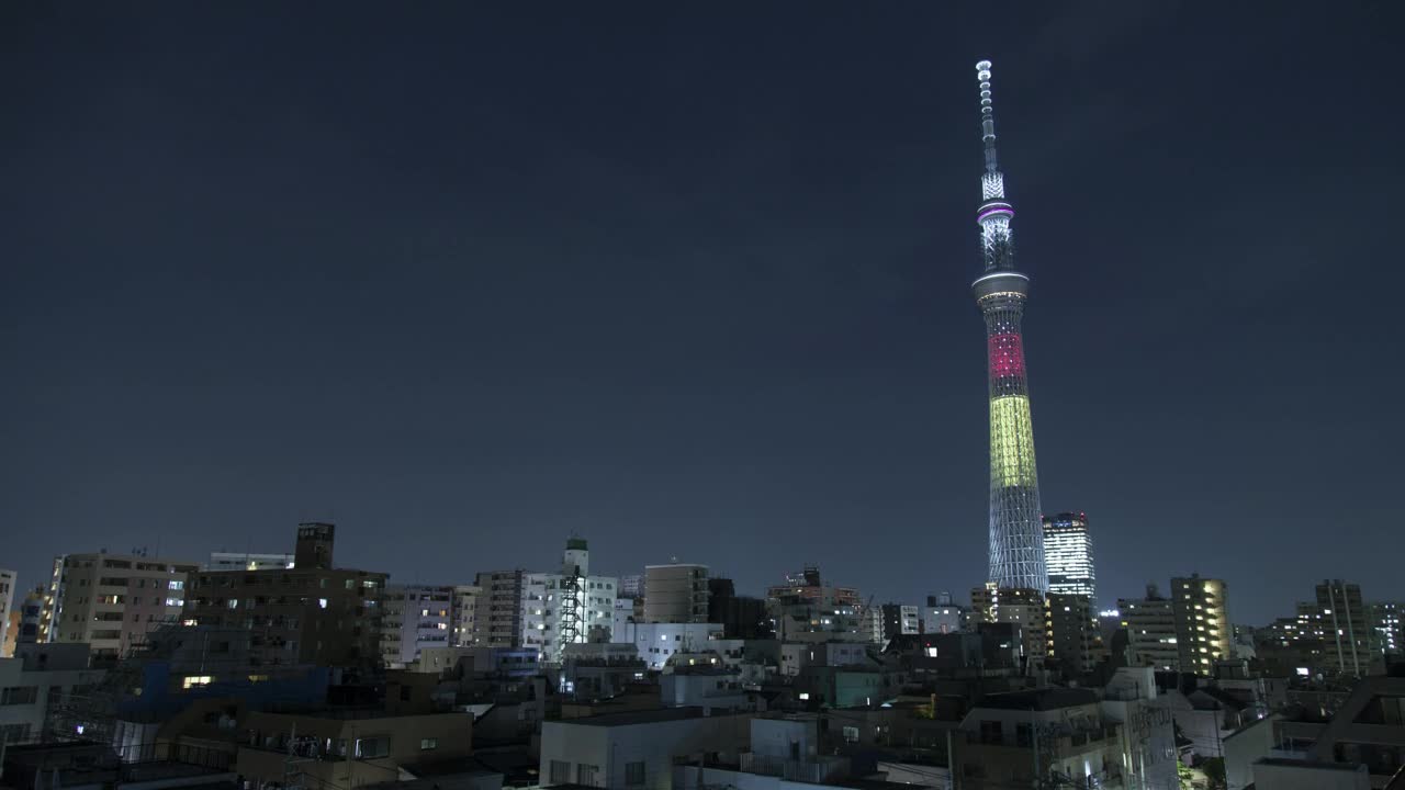 Free Stock Video Roofs Of Buildings And A Tower At Night Live Wallpaper