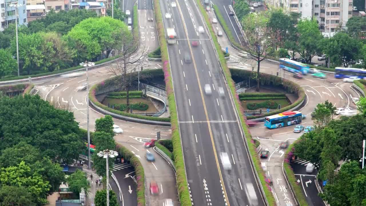 Free Stock Video Roundabout With Overpass And Fast Motion Traffic Live Wallpaper