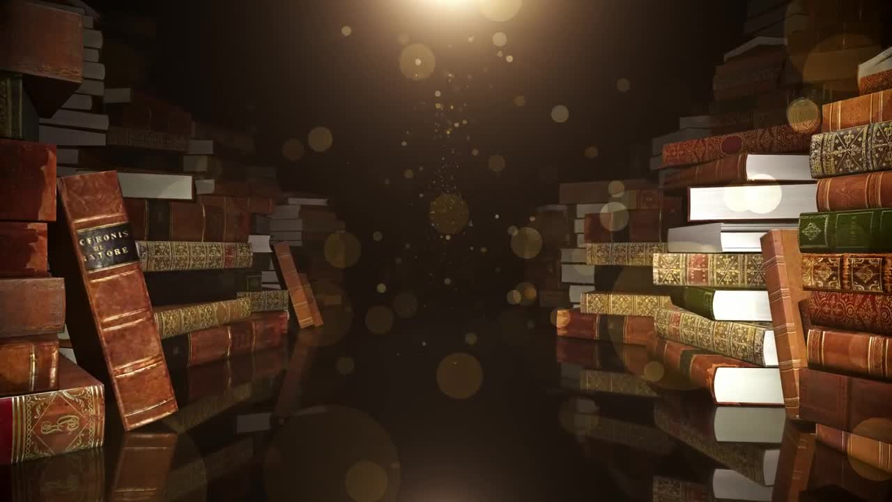 Free Stock Video Row Of D Book Stacks Piled Up In The Dark Live Wallpaper