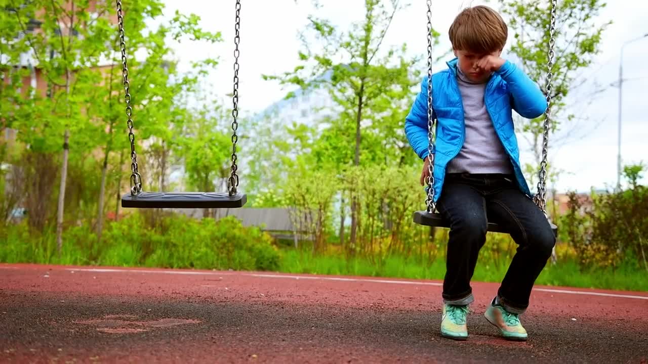 Free Stock Video Sad Lonely Boy Sitting On The Swings At The Playground Live Wallpaper