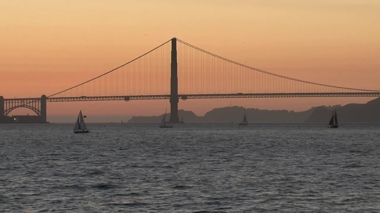 Free Stock Video Sailboats In Front Of The Golden Gate Bridge During Sunset Live Wallpaper