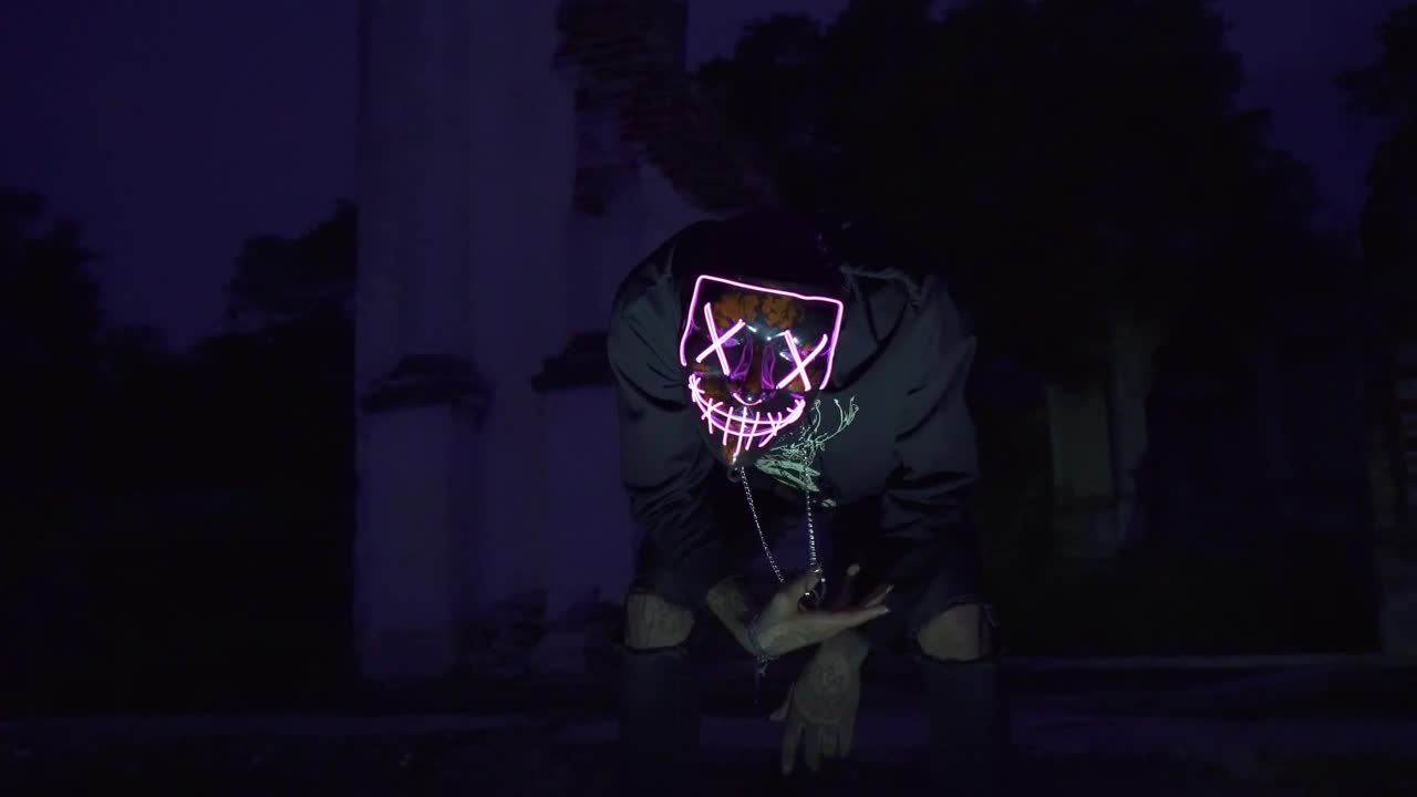 Free Stock Video Scary Clown Wearing A Led Mask Live Wallpaper