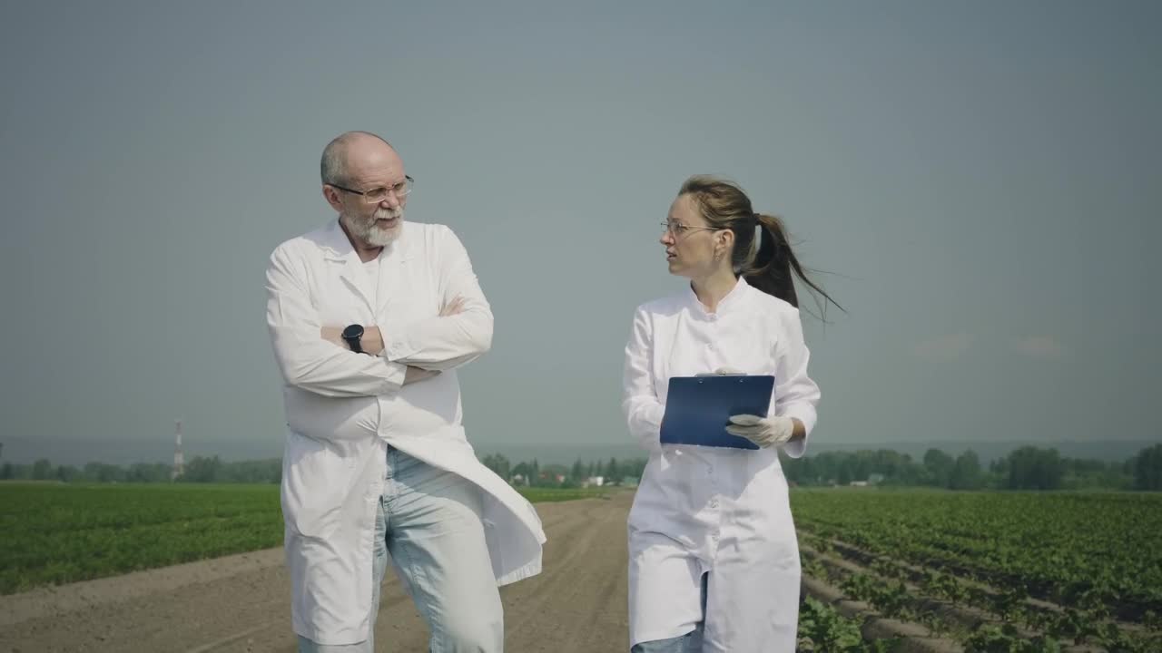 Free Stock Video Scientists Taking Notes On An Agricultural Field Live Wallpaper