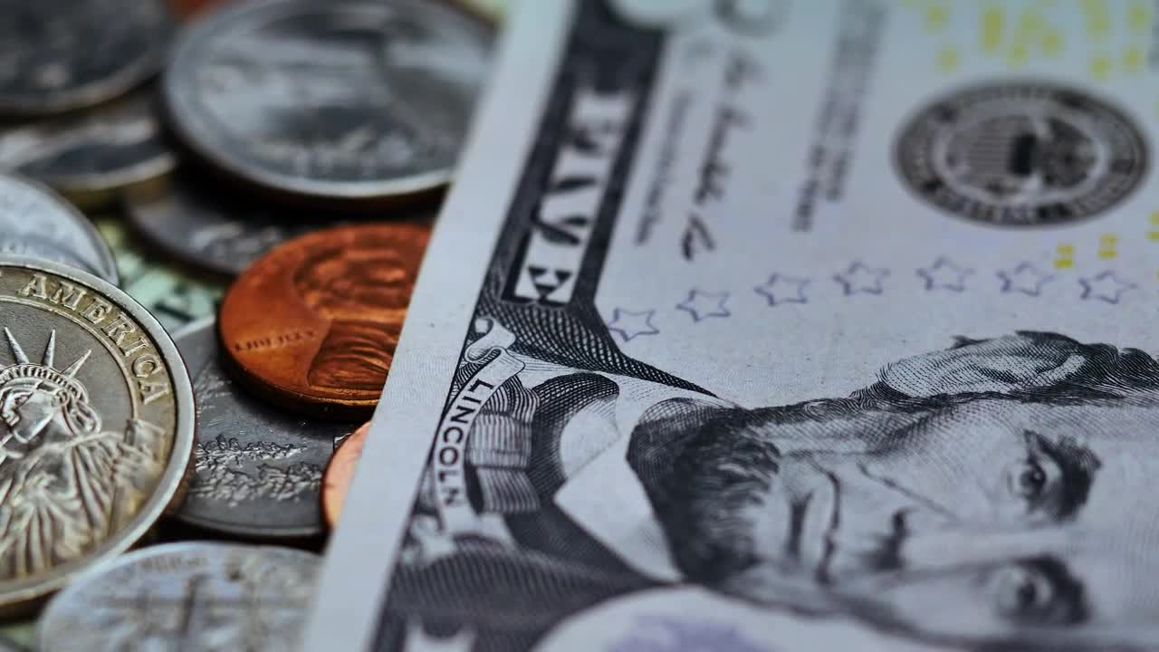 Free Stock Video Scrambled American Coins And Bills Seen Very Close Live Wallpaper