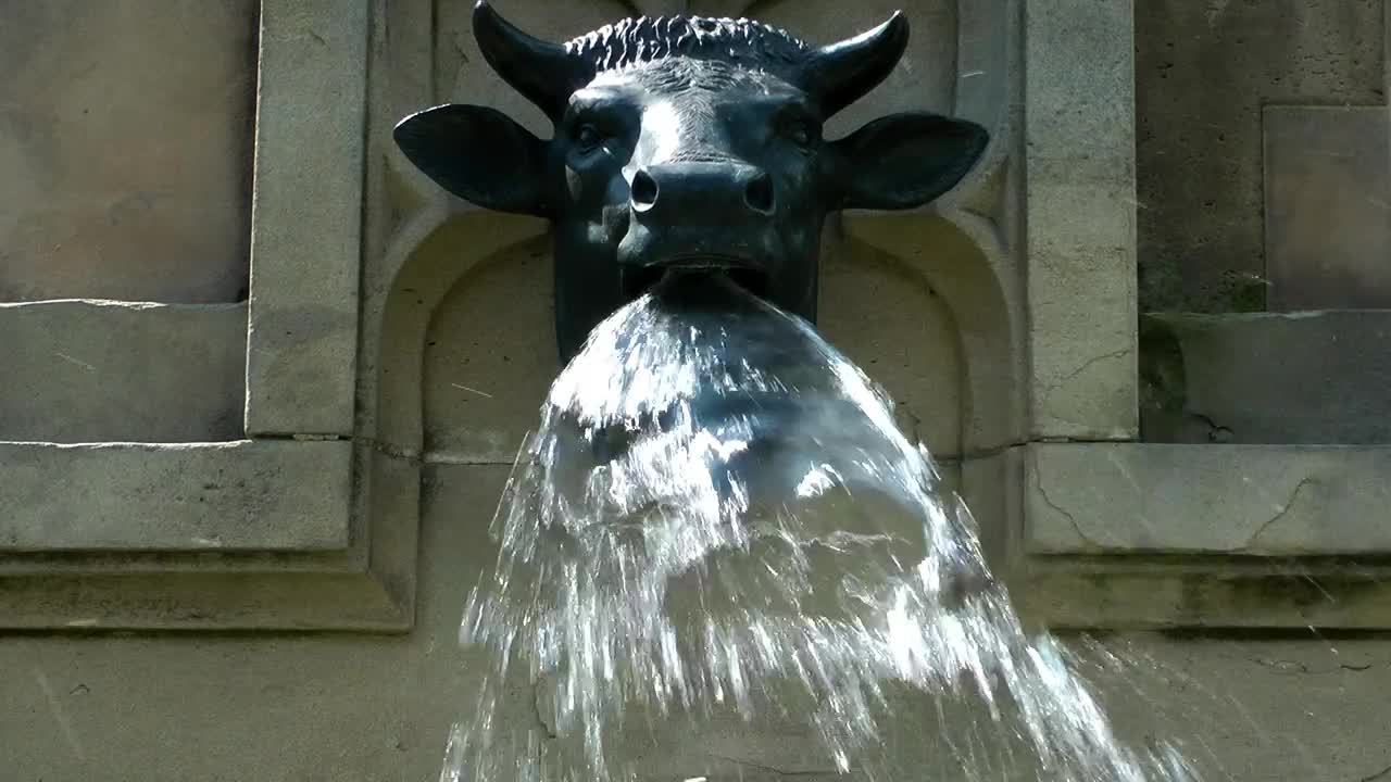 Free Stock Video Sculpture Of A Bull Drawing Water From Its Muzzle Live Wallpaper