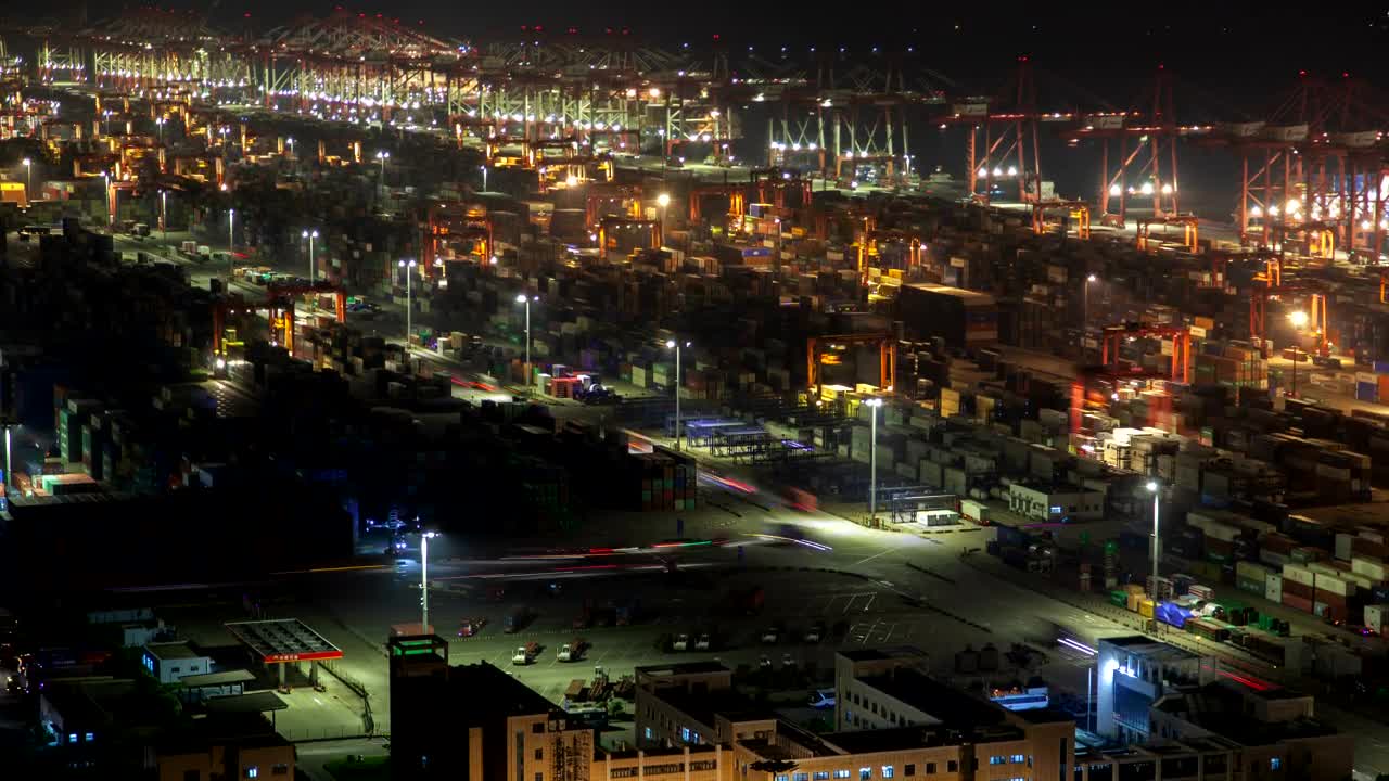 Free Stock Video Shanghai Containerport Working At Night Live Wallpaper