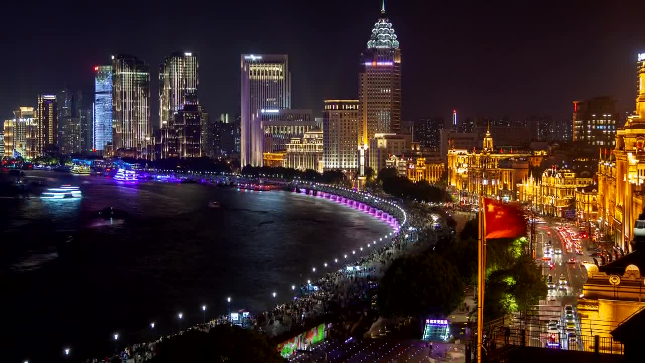 Free Stock Video Shanghai River And City Skyscrapers Illuminated Live Wallpaper
