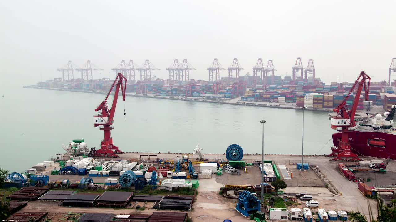 Free Stock Video Shenzhen Container Port On A Foggy Day Live Wallpaper