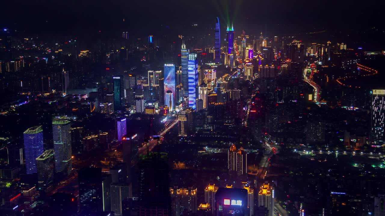 Free Stock Video Shenzhen Iluminated Skyscrapers At Night Live Wallpaper