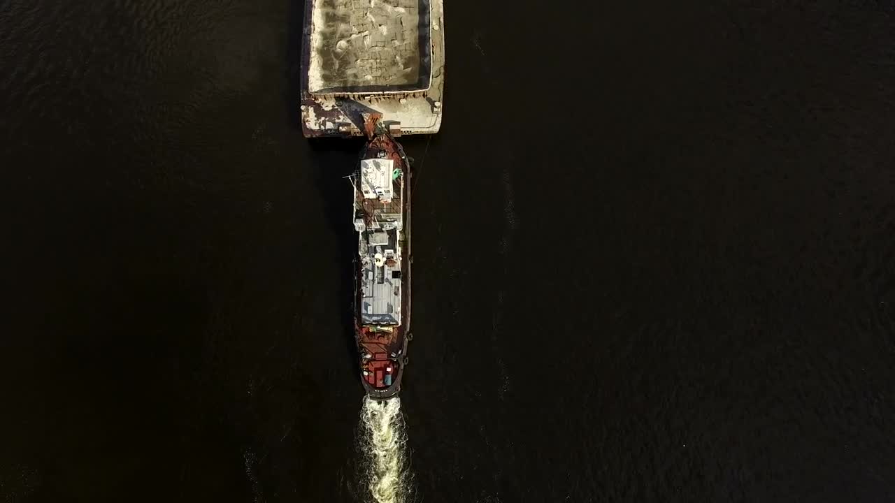 Free Stock Video Ship Pushing A Cargo Ship Aerial View Live Wallpaper