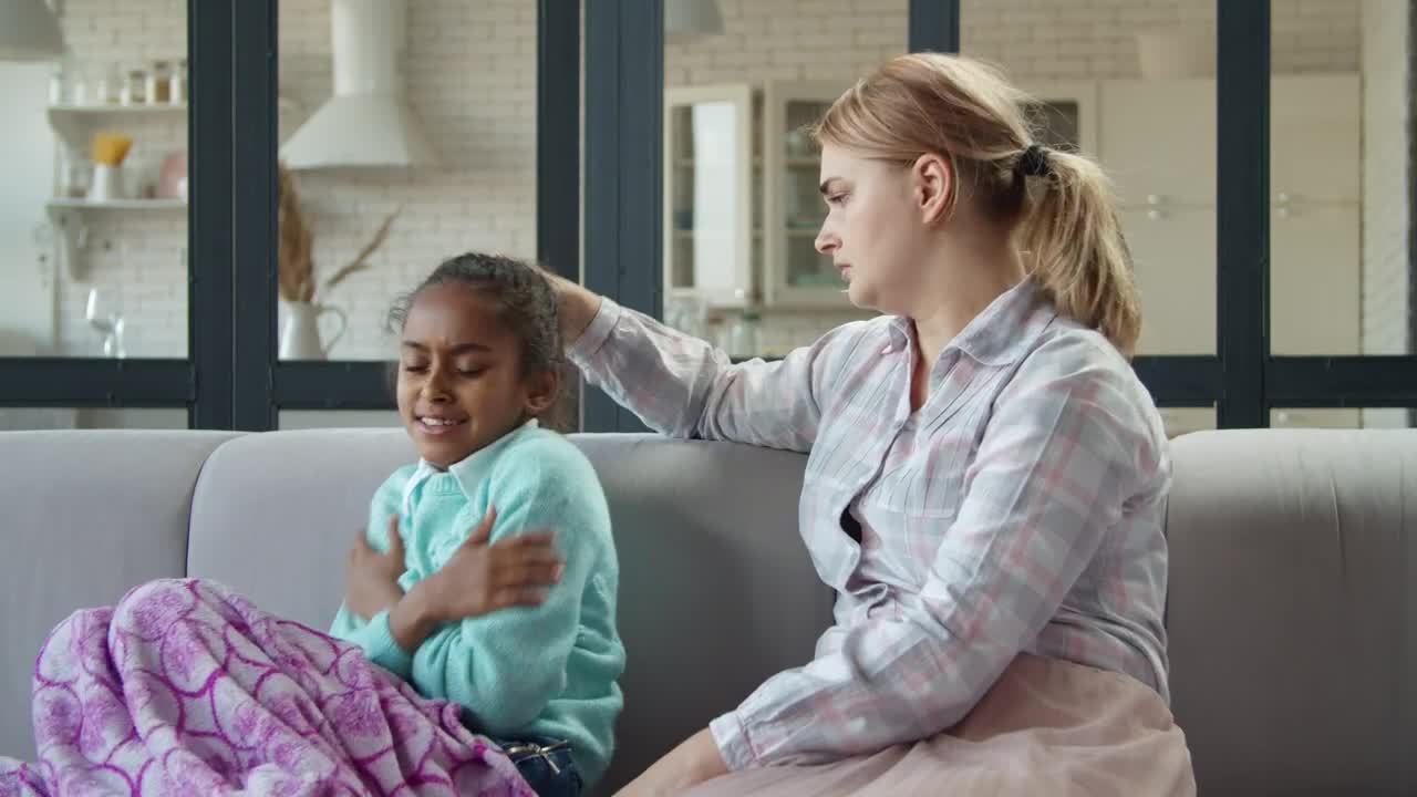 Free Stock Video Sick Girl With Fever Is Cared For By Her Mom Live Wallpaper