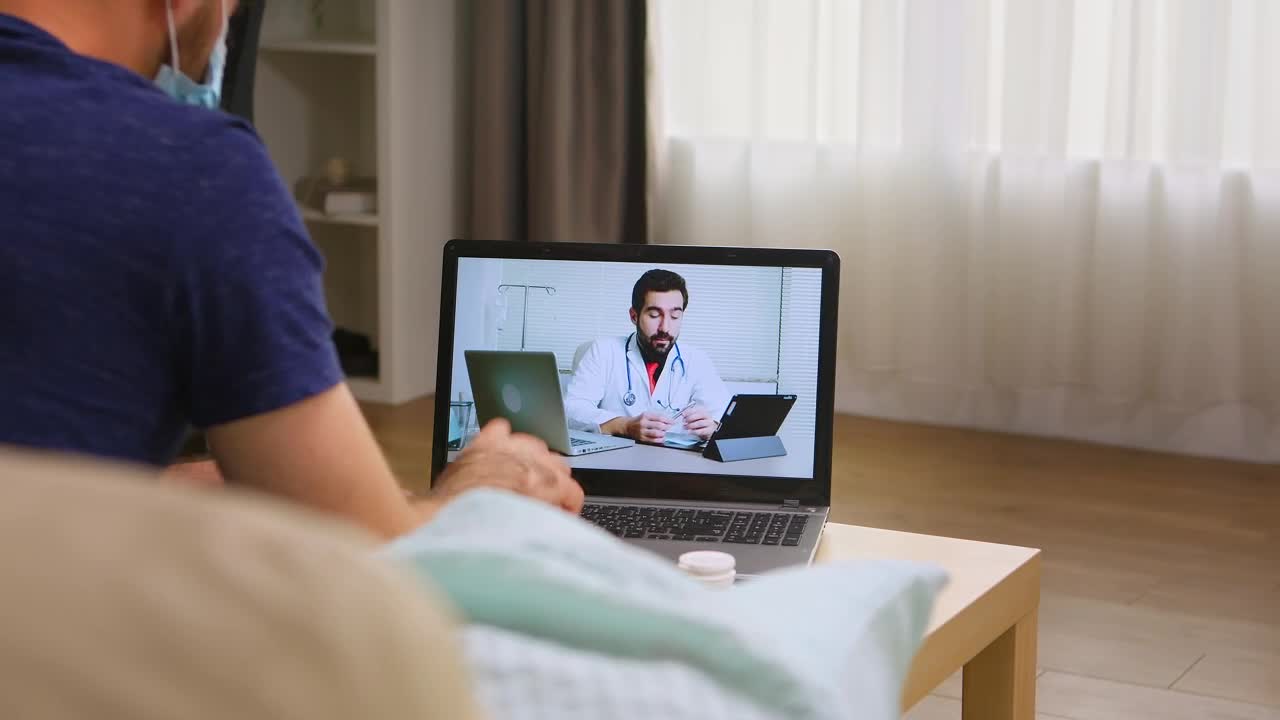 Free Stock Video Sick Man In Video Call With Doctor During Virus Lockdown Live Wallpaper