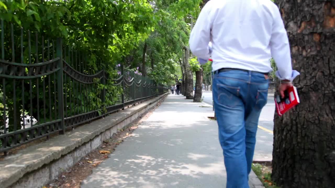 Free Stock Video Sidewalk In A City With A Couple Of People Walking Live Wallpaper