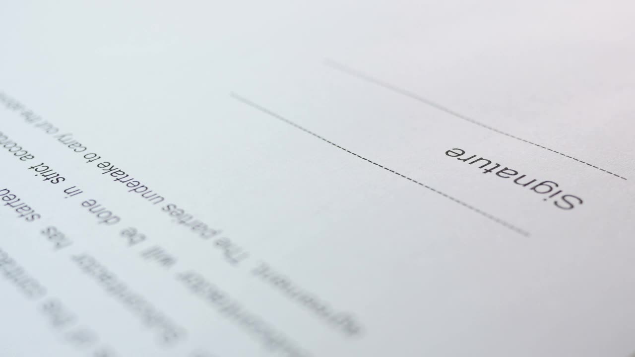 Free Stock Video Signature In Contract With A Pen Close Up Live Wallpaper