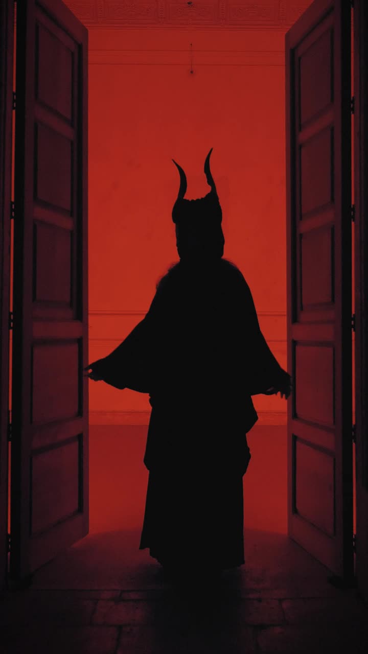 Free Stock Video Silhouette Of A Person With Horns And Robe Under A Live Wallpaper