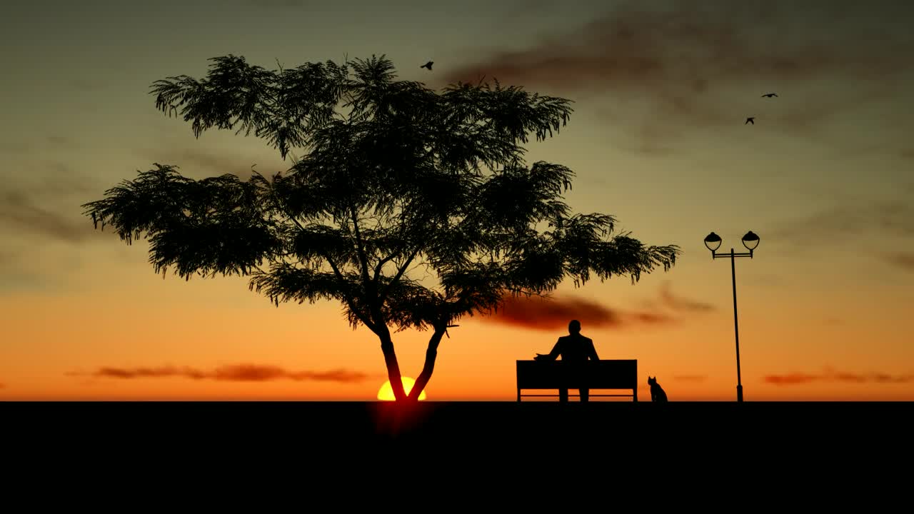 Free Stock Video Silhouette Of An Old Man Relaxing At Sunset Live Wallpaper