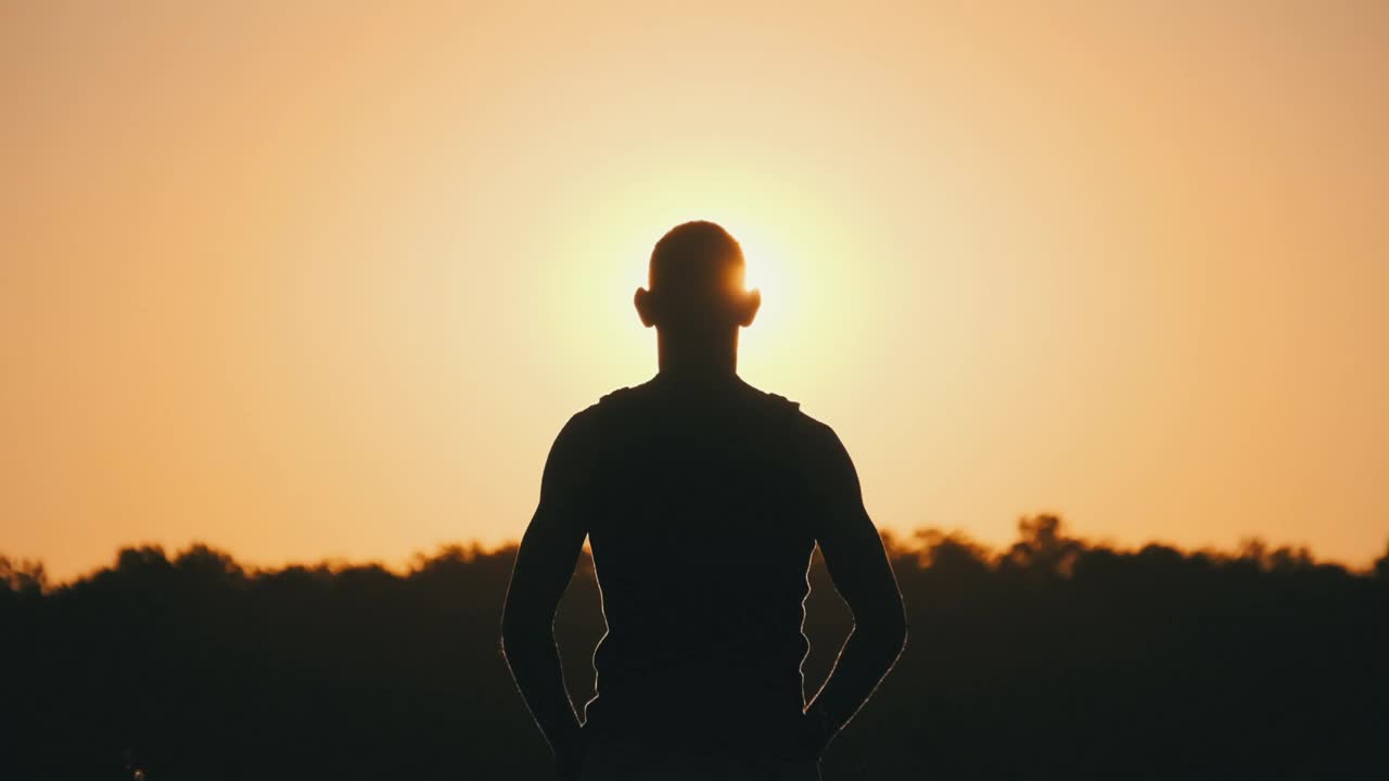 Free Stock Video Silhouette Of Person Raising Hands Against Sunset Live Wallpaper